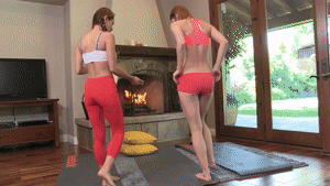 petite girls have romantic sex at fire place